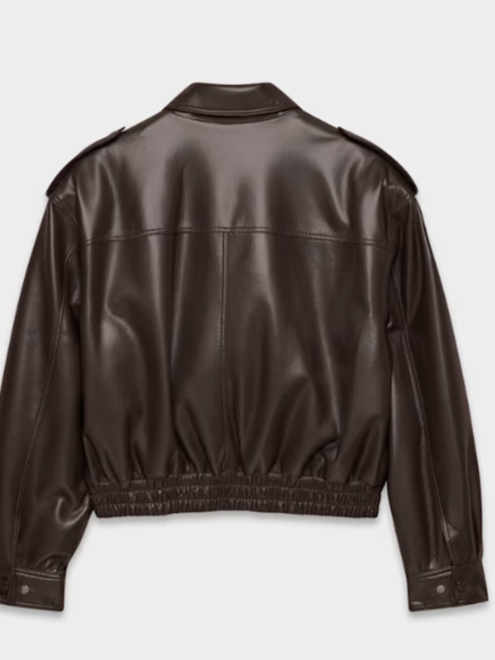 Aritzia Croft Unreal Leather Bomber Jacket - Rich mocha Brown - Small - Picture 13 of 13